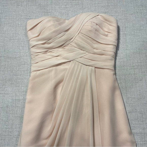 BILL LEVKOFF pale blush pink formal full length dress gown strapless ruched. 0 - Picture 8 of 10